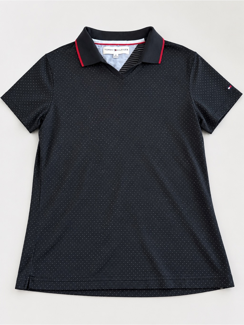 Tommy Hilfiger Women’s Golf Polo Shirt Black Polka Dot Size M